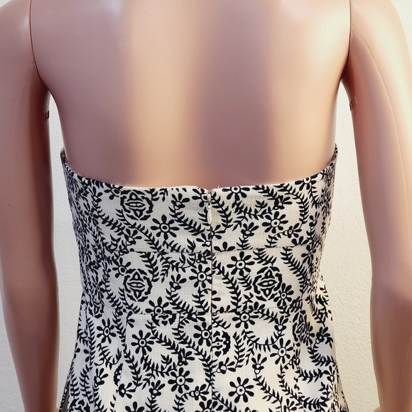 J. Crew Ella Strapless White & Black Floral Shift Cotton Blend Dress Size: 6 - Picture 10 of 16